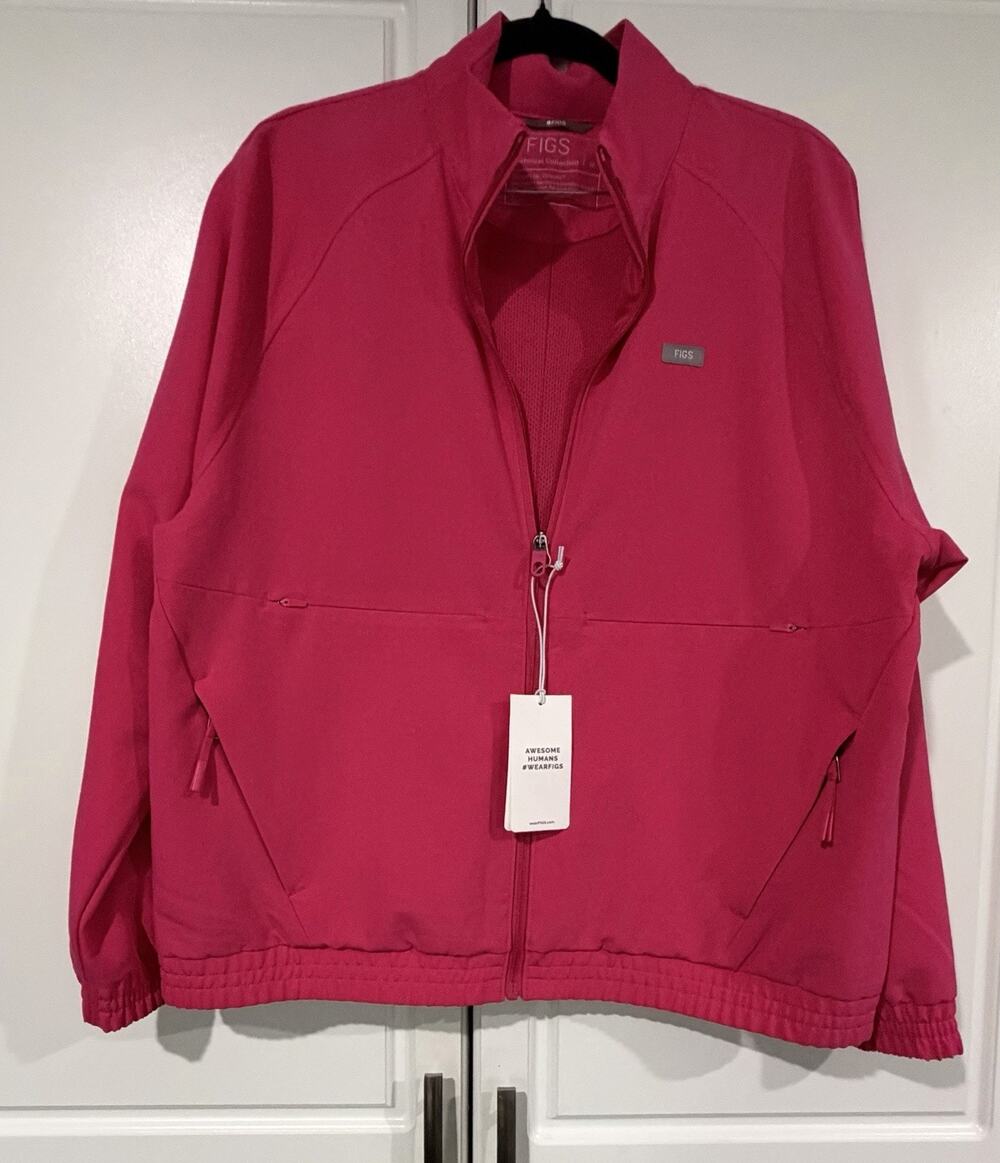 NEW Figs Sydney Scrub Jacket Full Zip Women’s Medium Shocking Pink